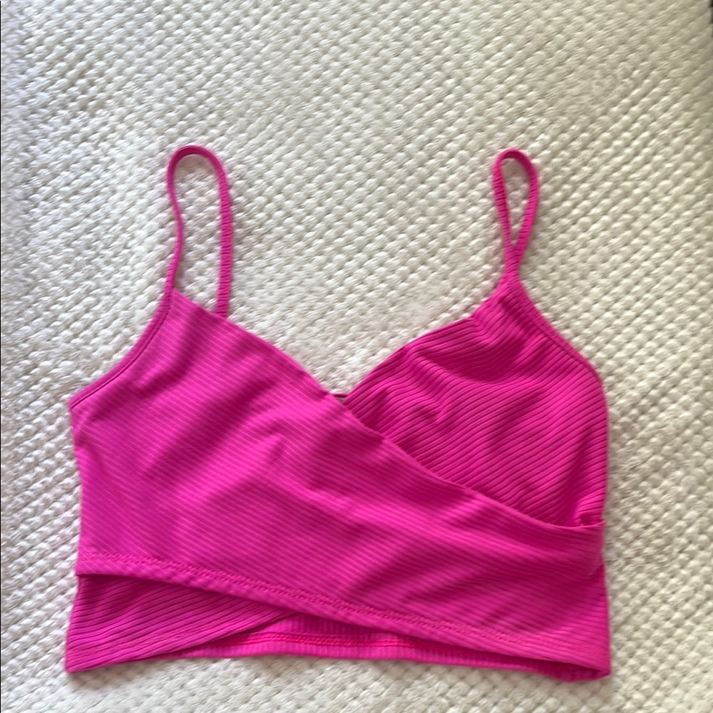 Pink Crossover Crop Tank